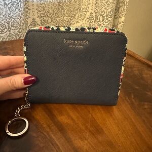 Kate Spade Blue Wallet with Floral Accent